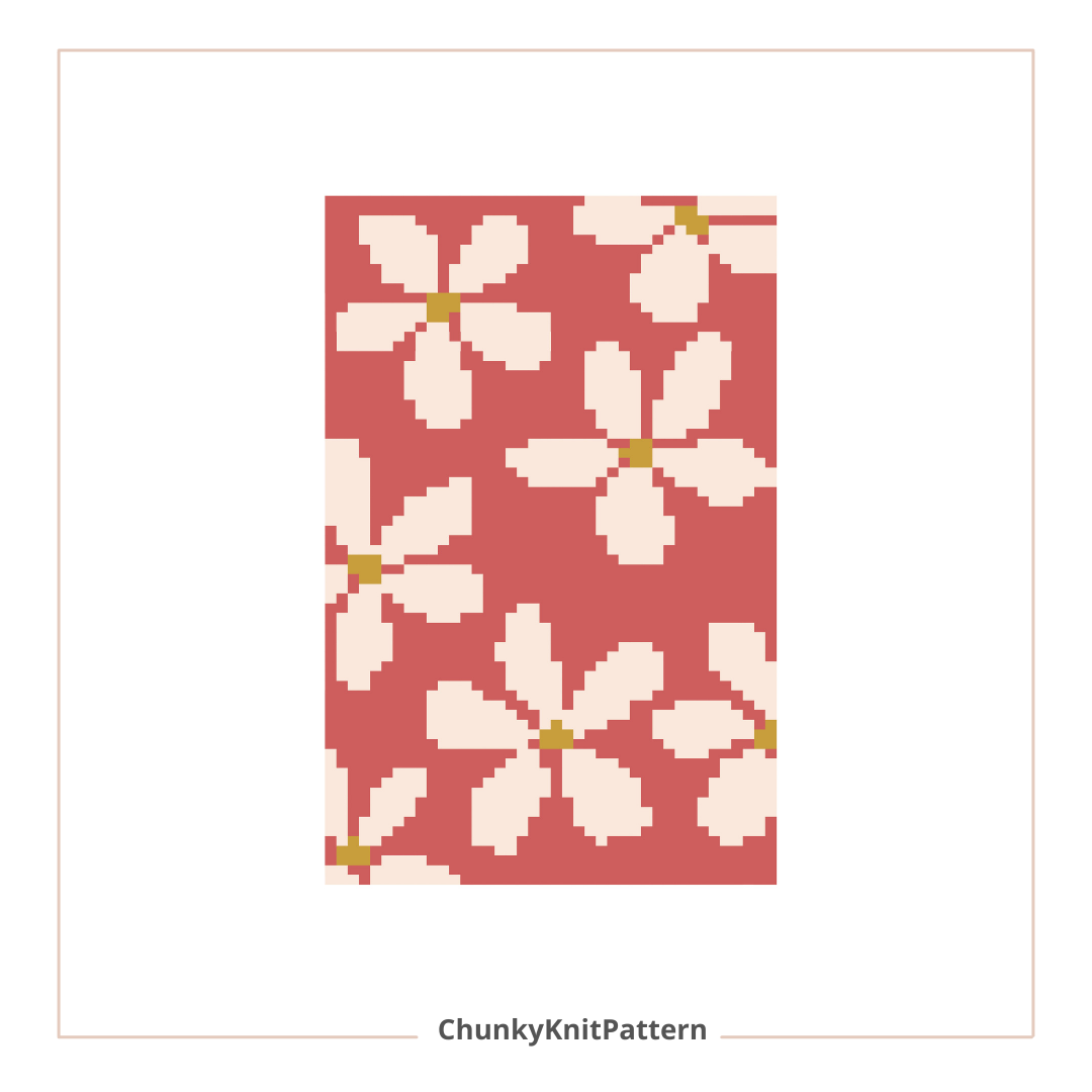 Floral Chunky blanket pattern on a red background.
