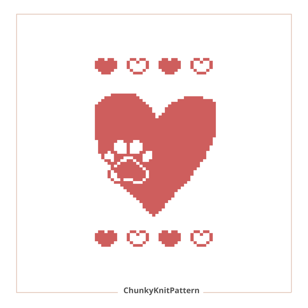 Heart Paw Print Chunky Knit Blanket Pattern PDF – Design for Finger Knitting