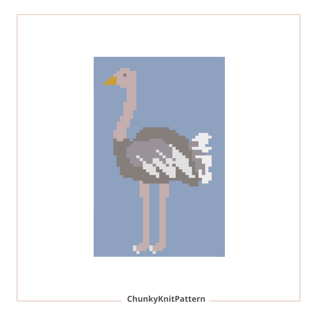 Ostrich Chunky Knit Blanket Pattern – Safari Bird Finger Knitting Graph