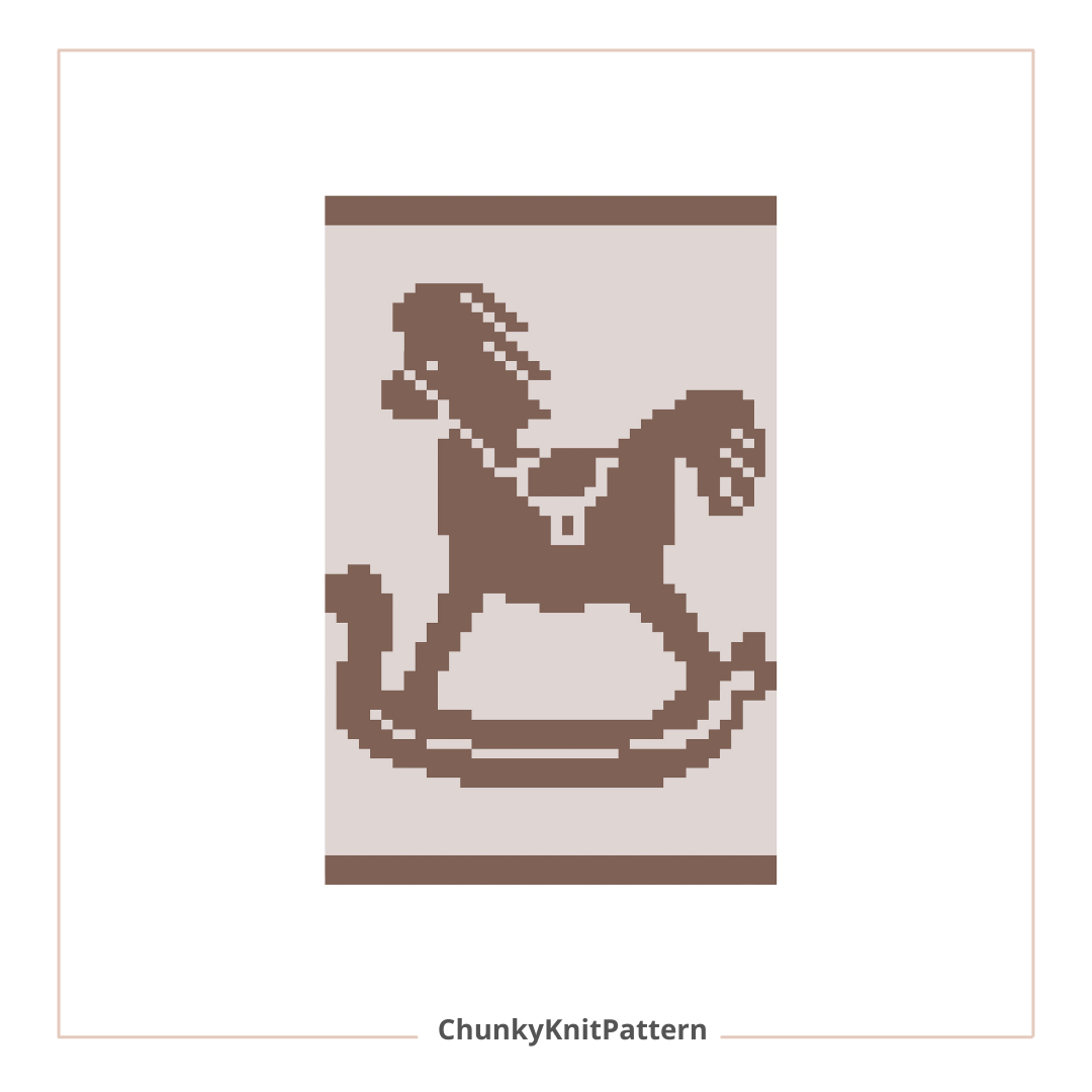 Rocking Horse Chunky Knit Blanket Pattern – Finger Knitting Graph Design, Chunky Yarn Blanket Chart PDF