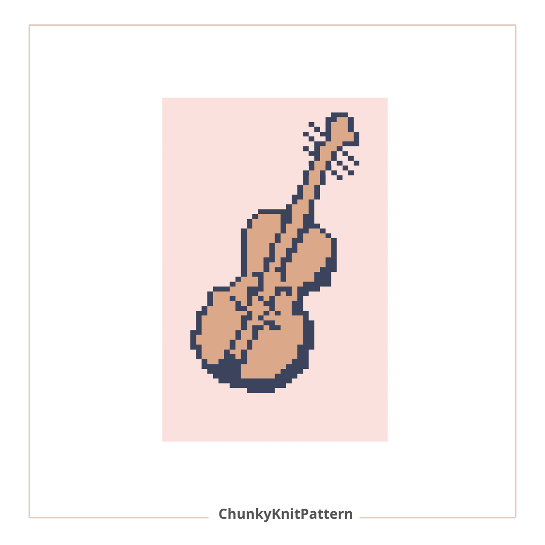 Violin Chunky Knit Blanket Pattern – Musical Instrument Graph Pattern for Chunky Yarn – Finger Knitting Blanket Pattern
