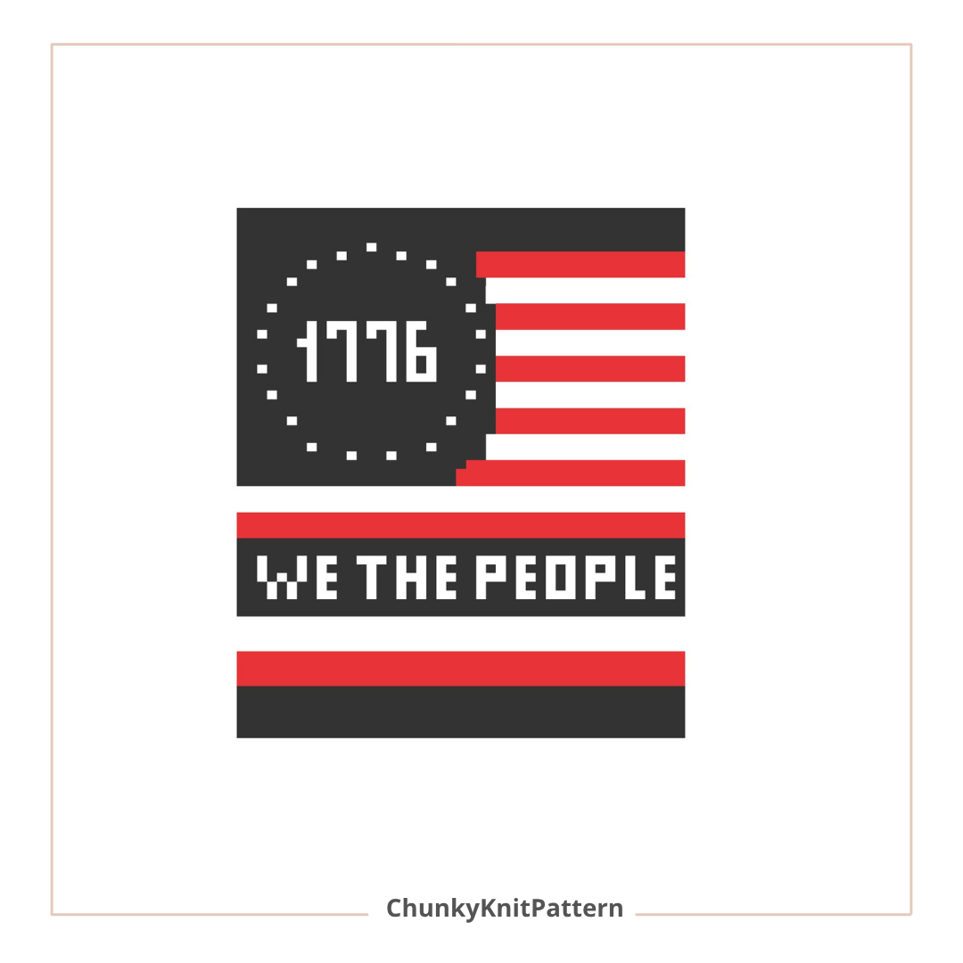 1776 USA Independence Chunky Knit Blanket Pattern. Finger Knitting DIY Tutorial (PDF)