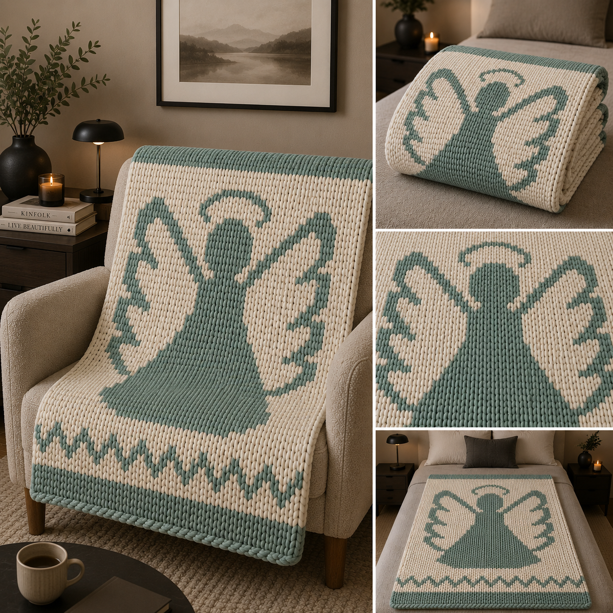 Angel Chunky Knit Blanket Pattern – Christmas Angel Finger Knitting Graph