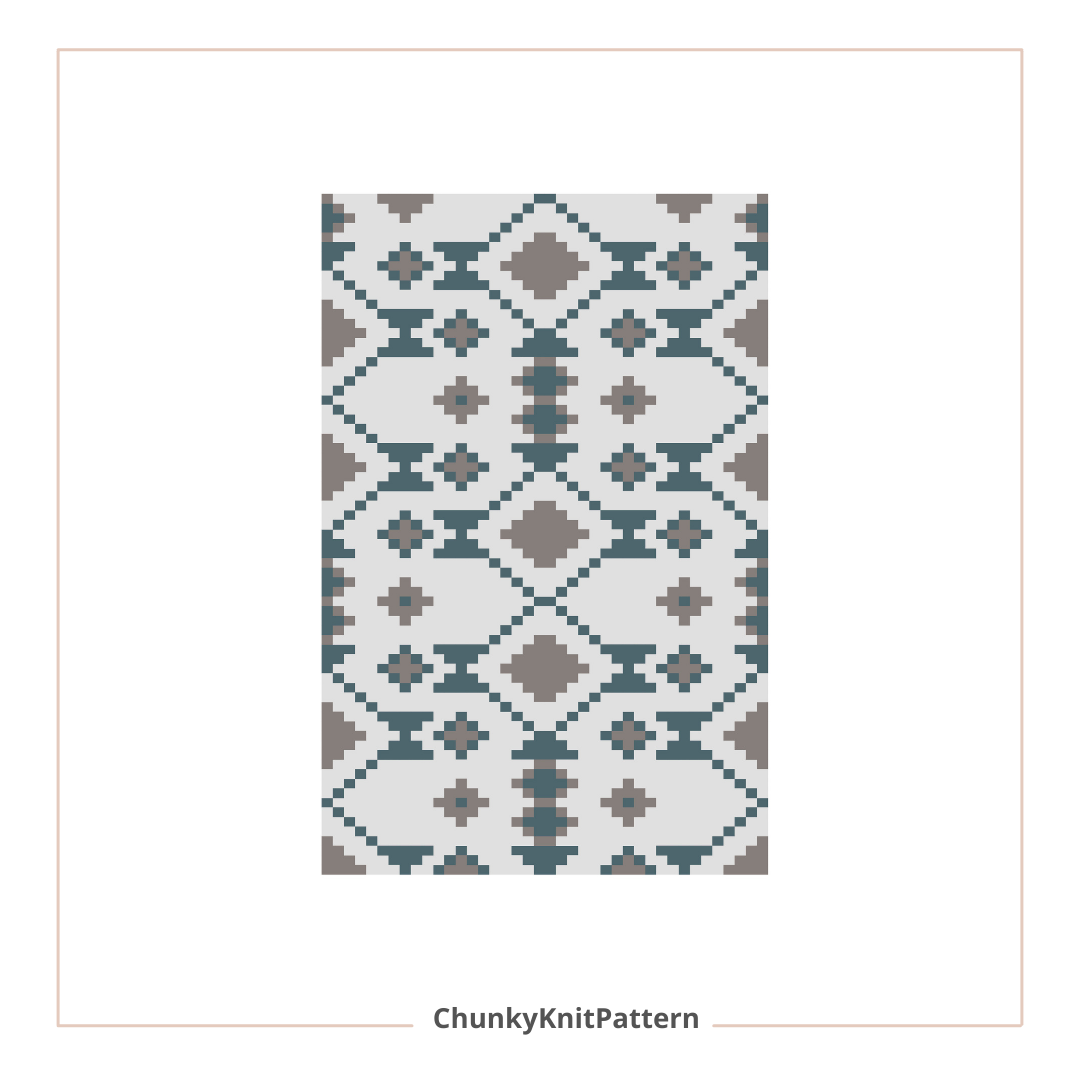 Aztec Geometric Chunky Knit Blanket Pattern Finger Knitting DIY Tutorial (PDF)