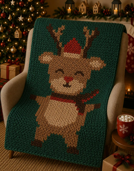 Baby Deer Chunky Knit Blanket Pattern. Finger Knitting DIY Tutorial (PDF)