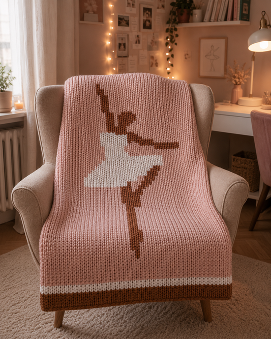 Ballerina Chunky Knit Blanket Pattern – Ballet Dancer Finger Knitting Graph