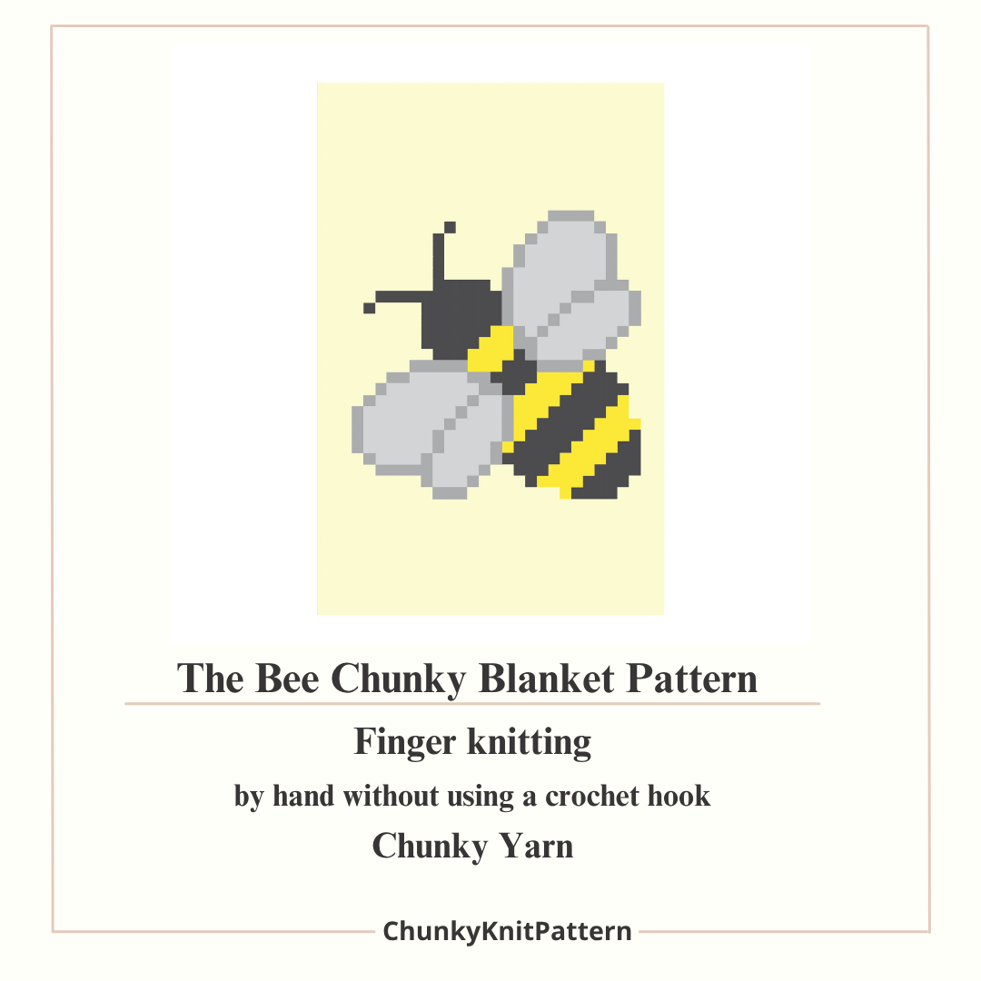 Bee Chunky Knit Blanket Pattern. Finger Knitting DIY Tutorial (PDF)
