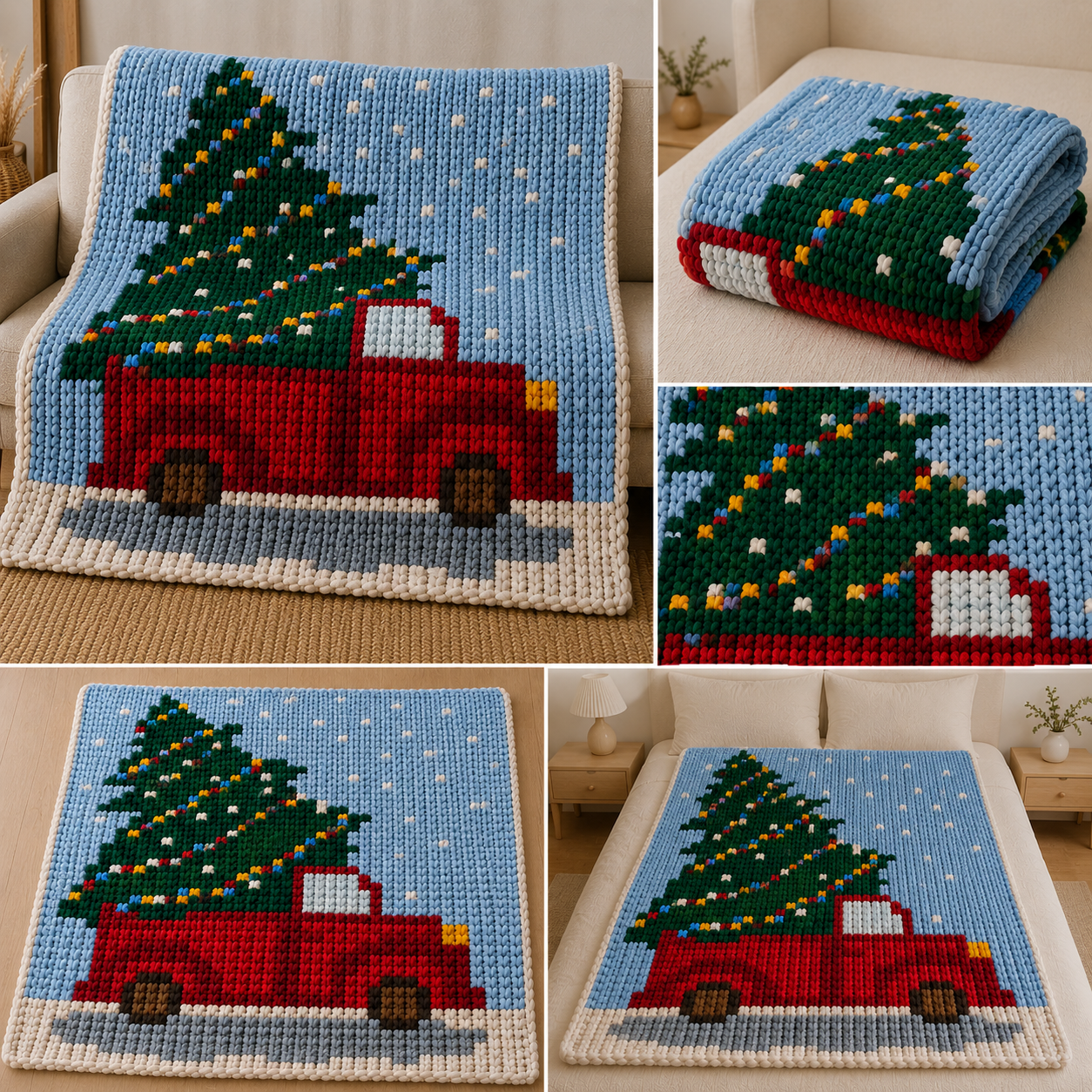 Holiday Chunky Yarn Blanket DIY Tutorial