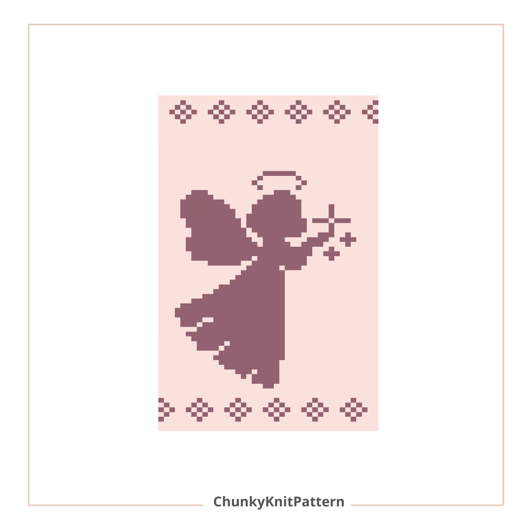 Christmas Angel Chunky Knit Blanket Pattern – Angel With Star Finger Knitting Graph