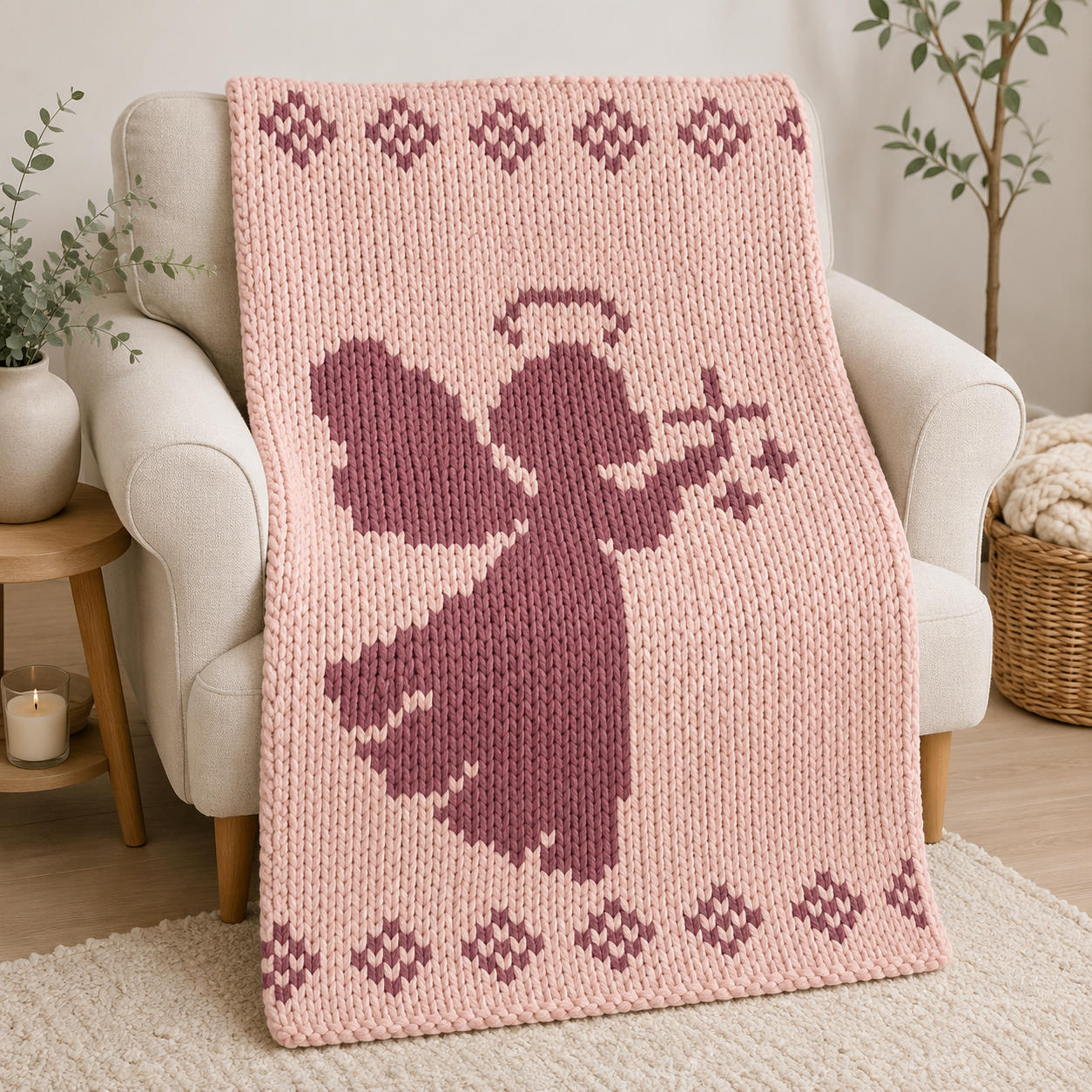 Christmas Angel Chunky Knit Blanket Pattern – Angel With Star Finger Knitting Graph