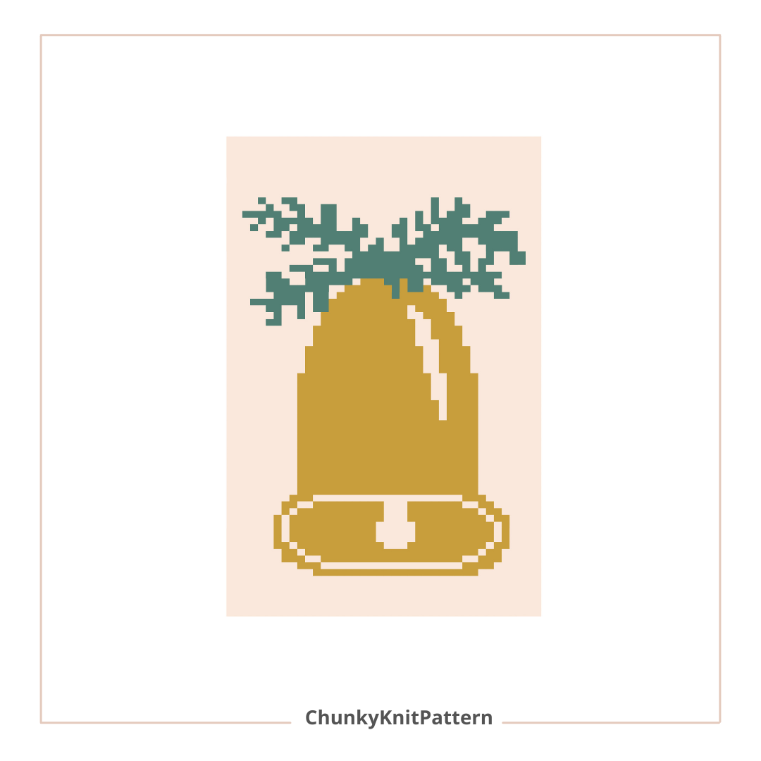 Christmas Bell Chunky Knit Blanket Pattern – Finger Knitting Graph Design, Chunky Yarn Holiday Blanket Chart PDF