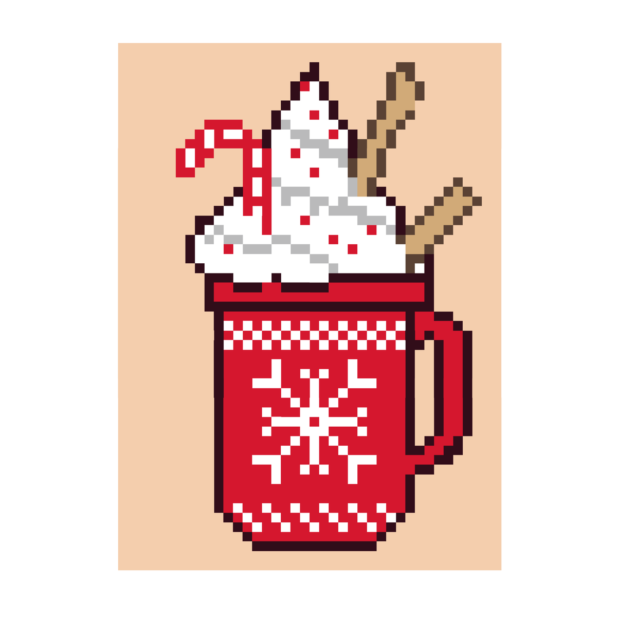 Christmas Mug Chunky Knit Blanket Pattern. Finger Knitting DIY Tutorial (PDF)