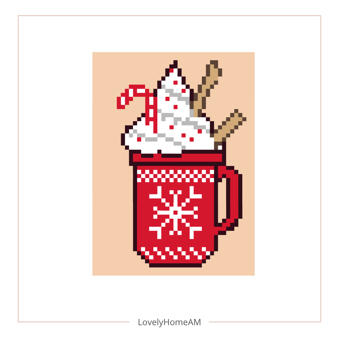 Christmas Mug Chunky Knit Blanket Pattern. Finger Knitting DIY Tutorial (PDF)
