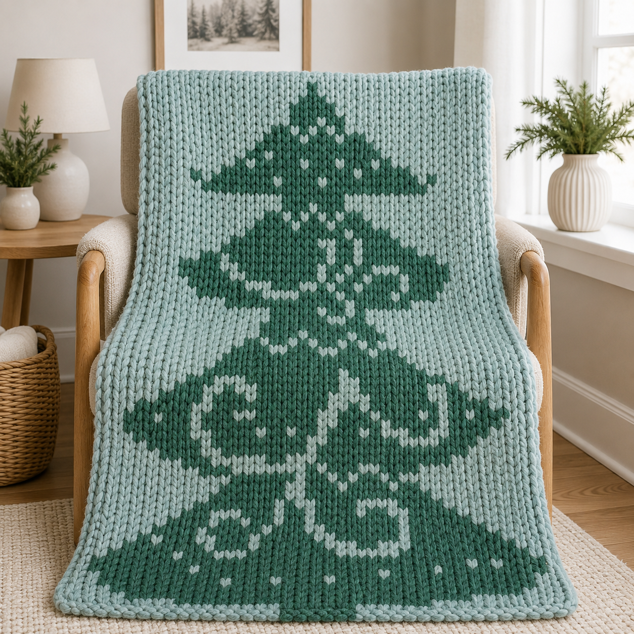 Christmas Tree Chunky Knit Blanket Pattern – Holiday Tree Graph Design