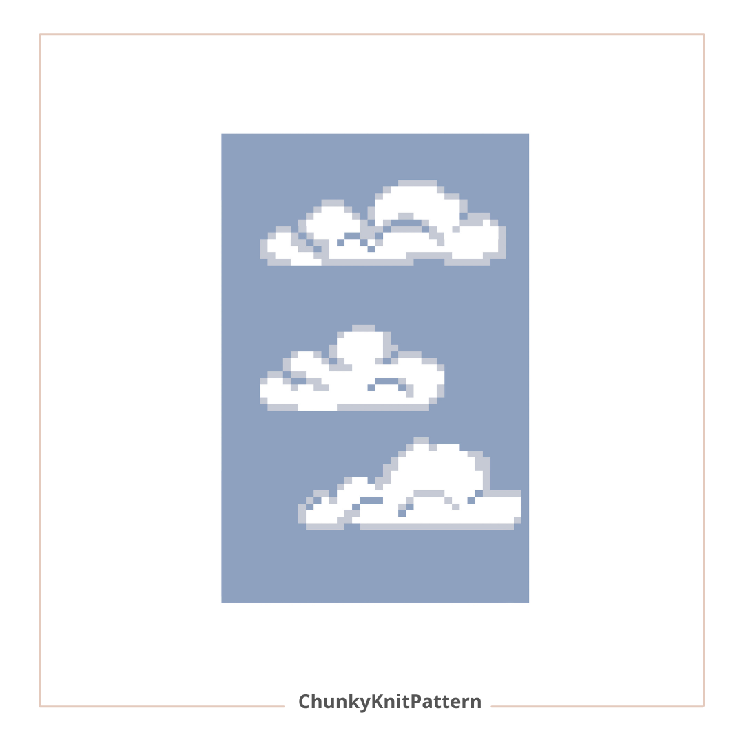 Clouds Chunky Knit Blanket Pattern – Sky Cloud Finger Knitting Graph