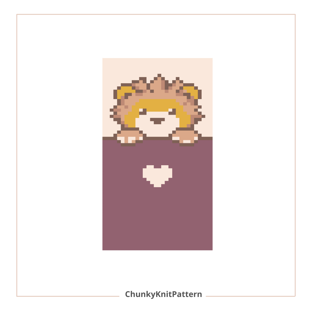 Cute Lion Chunky Knit Blanket Pattern – Baby Lion Graph Pattern for Chunky Yarn – Finger Knitting Blanket Pattern
