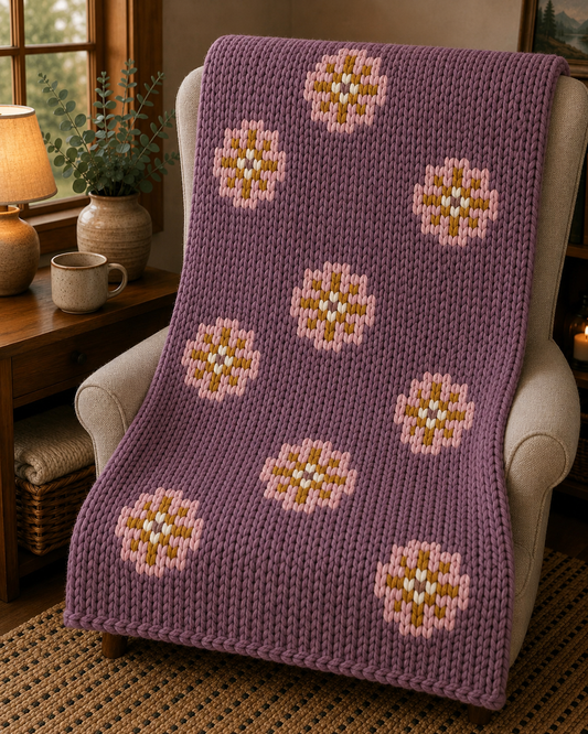 Daisy Flower Chunky Knit Blanket Pattern – Floral Graph Design