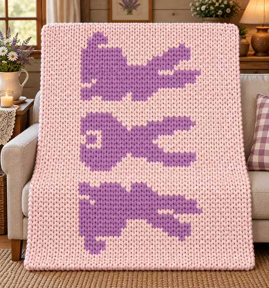 Easter Bunny Chunky Knit Blanket Pattern – Cute Rabbit Finger Knitting Graph