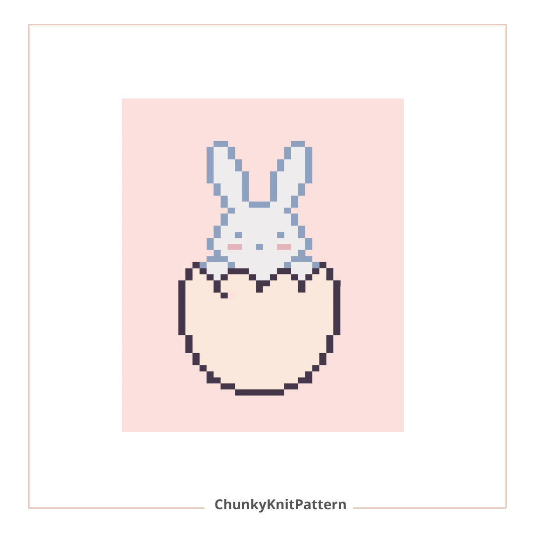 Easter Bunny Chunky Knit Blanket Pattern PDF – Cute Bunny in Egg Design for Thick Chenille Yarn