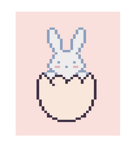 Easter Bunny Chunky Knit Blanket Pattern PDF – Cute Bunny in Egg Design for Thick Chenille Yarn