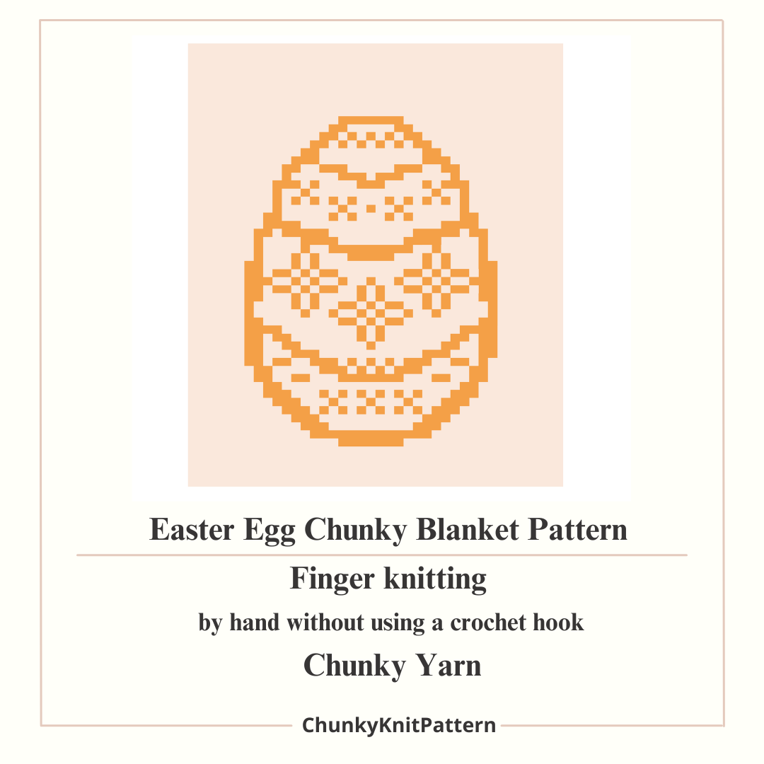 Easter Egg Chunky Knit Blanket Pattern PDF – Scandinavian Spring Design for Thick Chenille Yarn