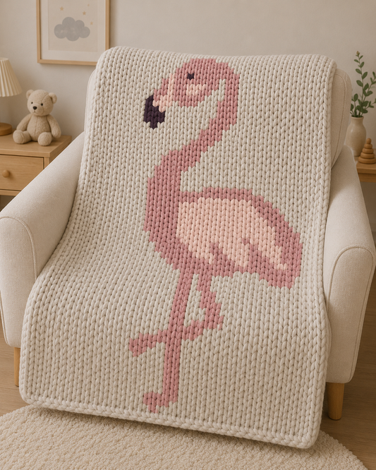 Flamingo Chunky Knit Blanket Pattern – Tropical Flamingo Finger Knitting Graph