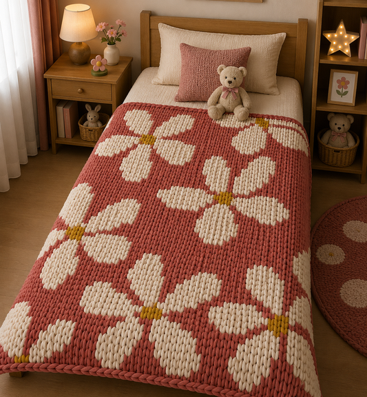 Floral Chunky Blanket Pattern PDF Download