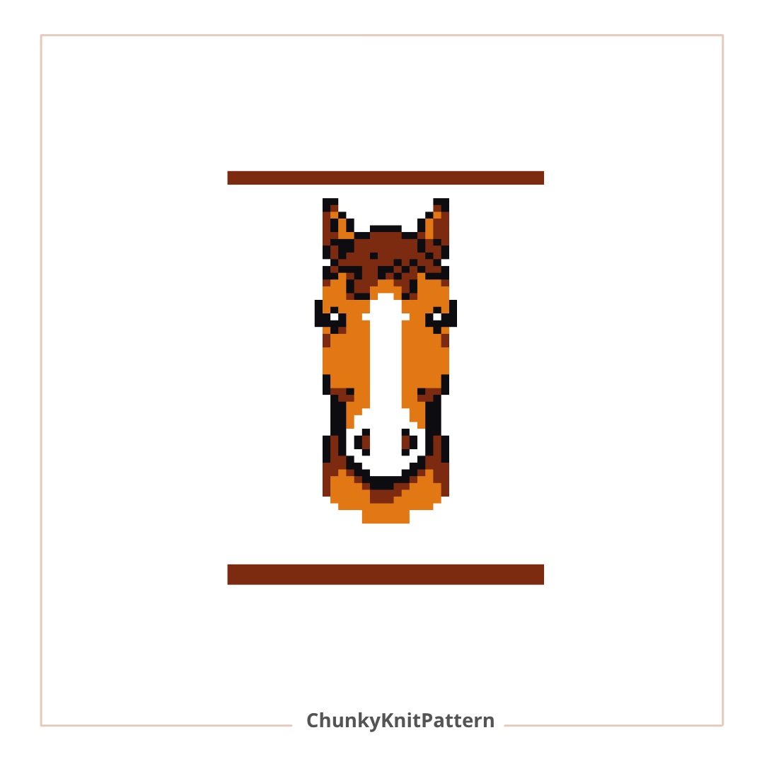 Horse chunky knit blanket pattern for finger knitting, digital PDF tutorial with a horse design for a chunky chenille yarn blanket.