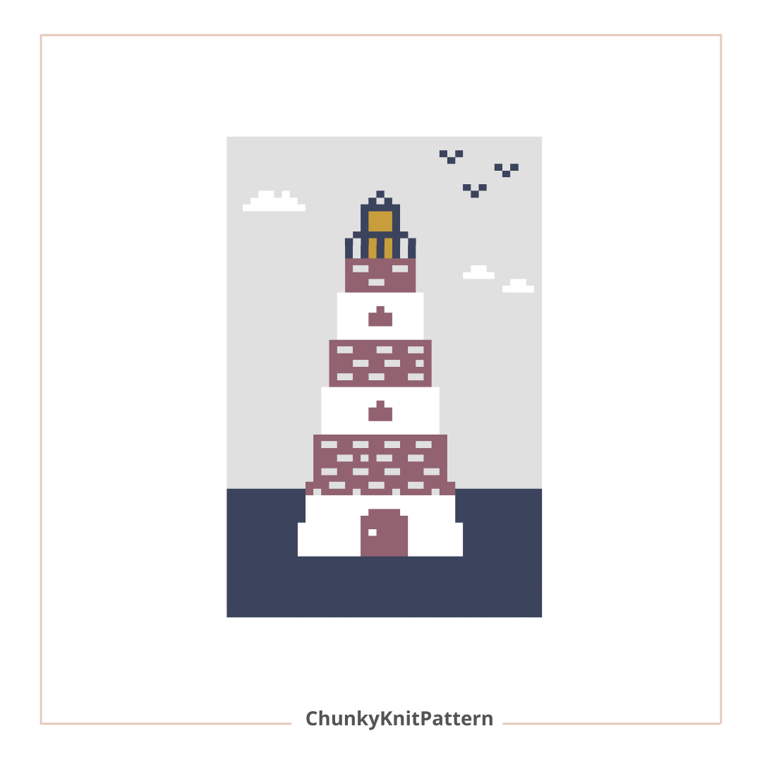 Lighthouse Chunky Knit Blanket Pattern – Nautical Finger Knitting Graph