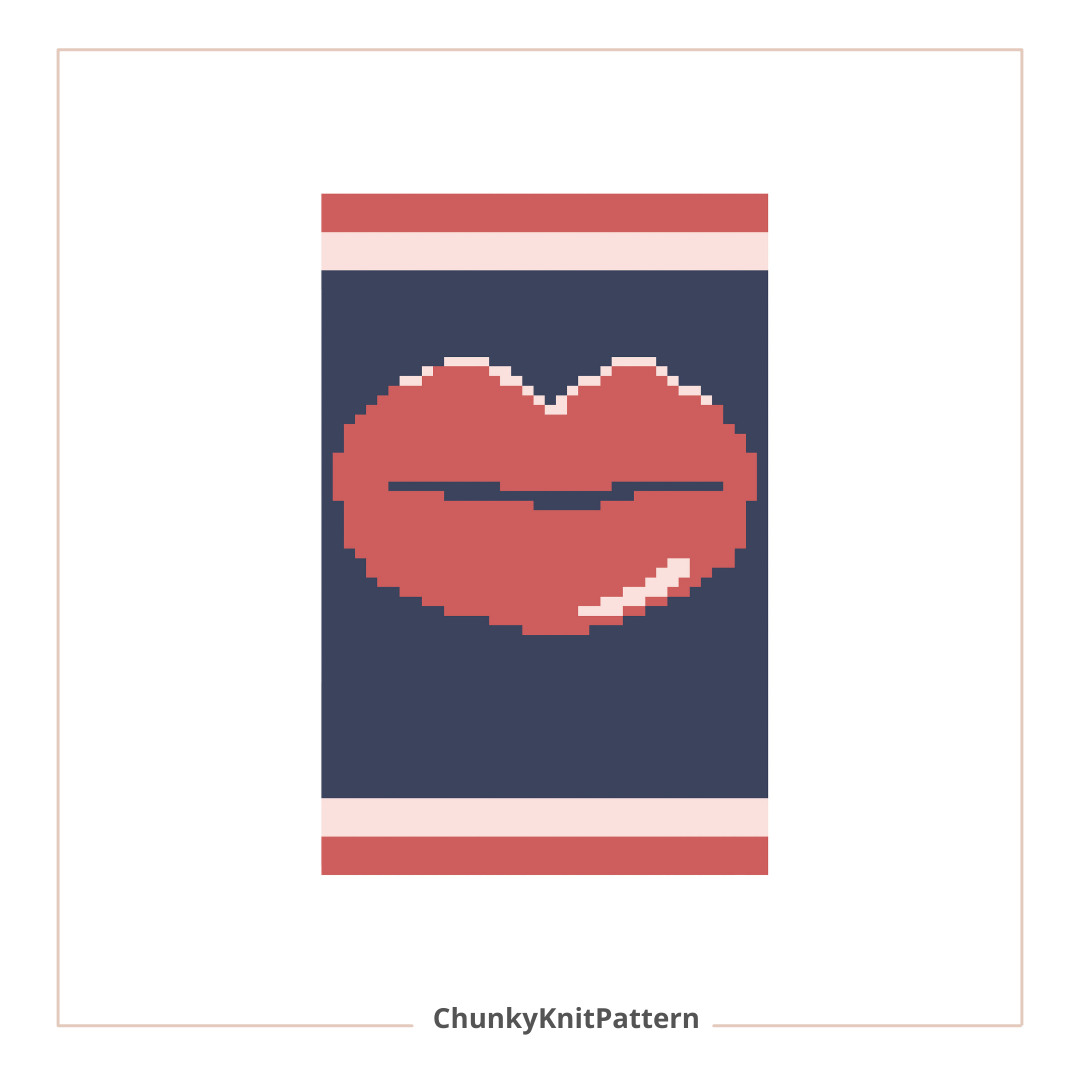 Lips Chunky Knit Blanket Pattern – Pop Art Kiss Graph Design