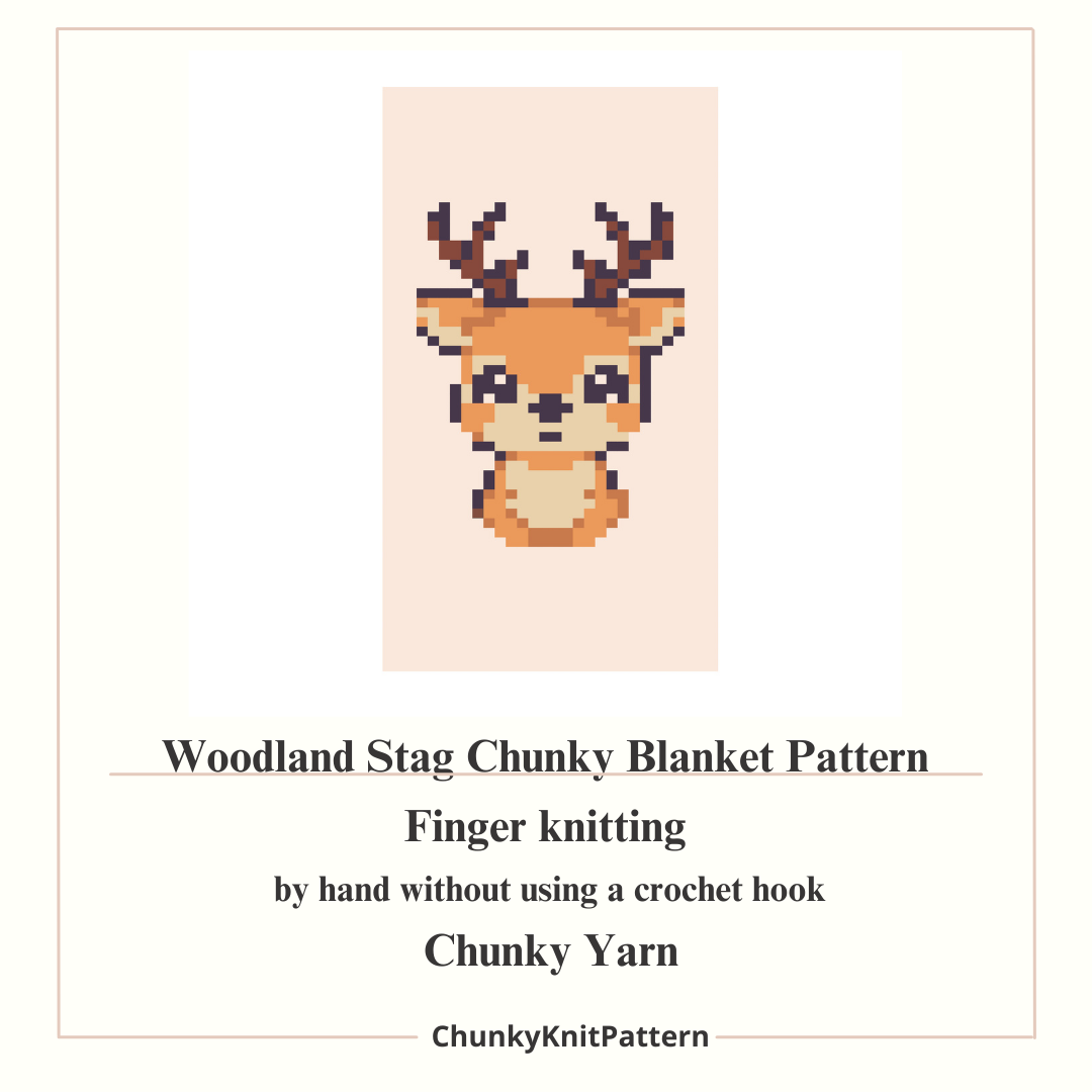 Little Deer Chunky Knit Blanket Pattern Finger Knitting DIY Tutorial (PDF)