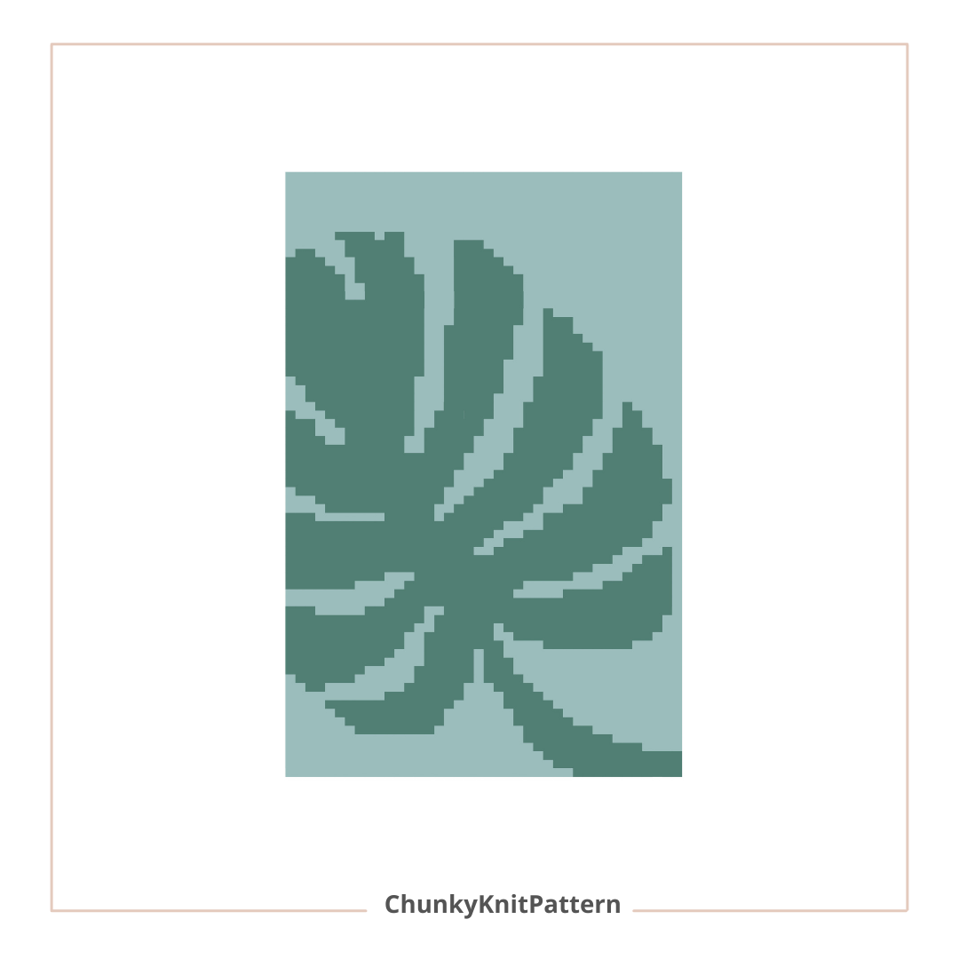 Monstera Leaf Chunky Knit Blanket Pattern – Tropical Plant Graph Pattern for Chunky Yarn – Finger Knitting Blanket Pattern