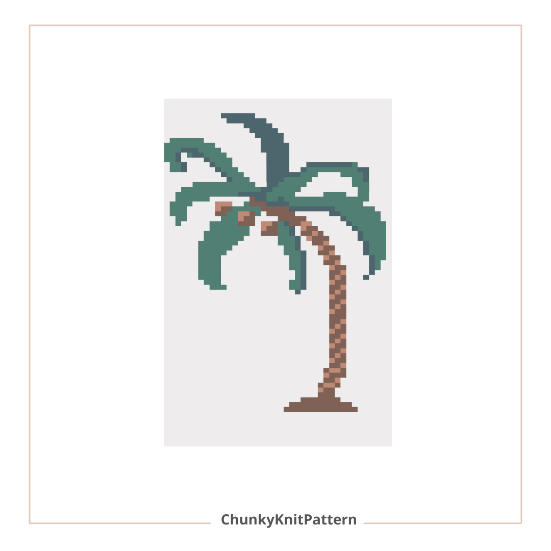 Palm Tree Chunky Knit Blanket Pattern – Tropical Palm Graph Pattern for Chunky Yarn – Finger Knitting Blanket Pattern