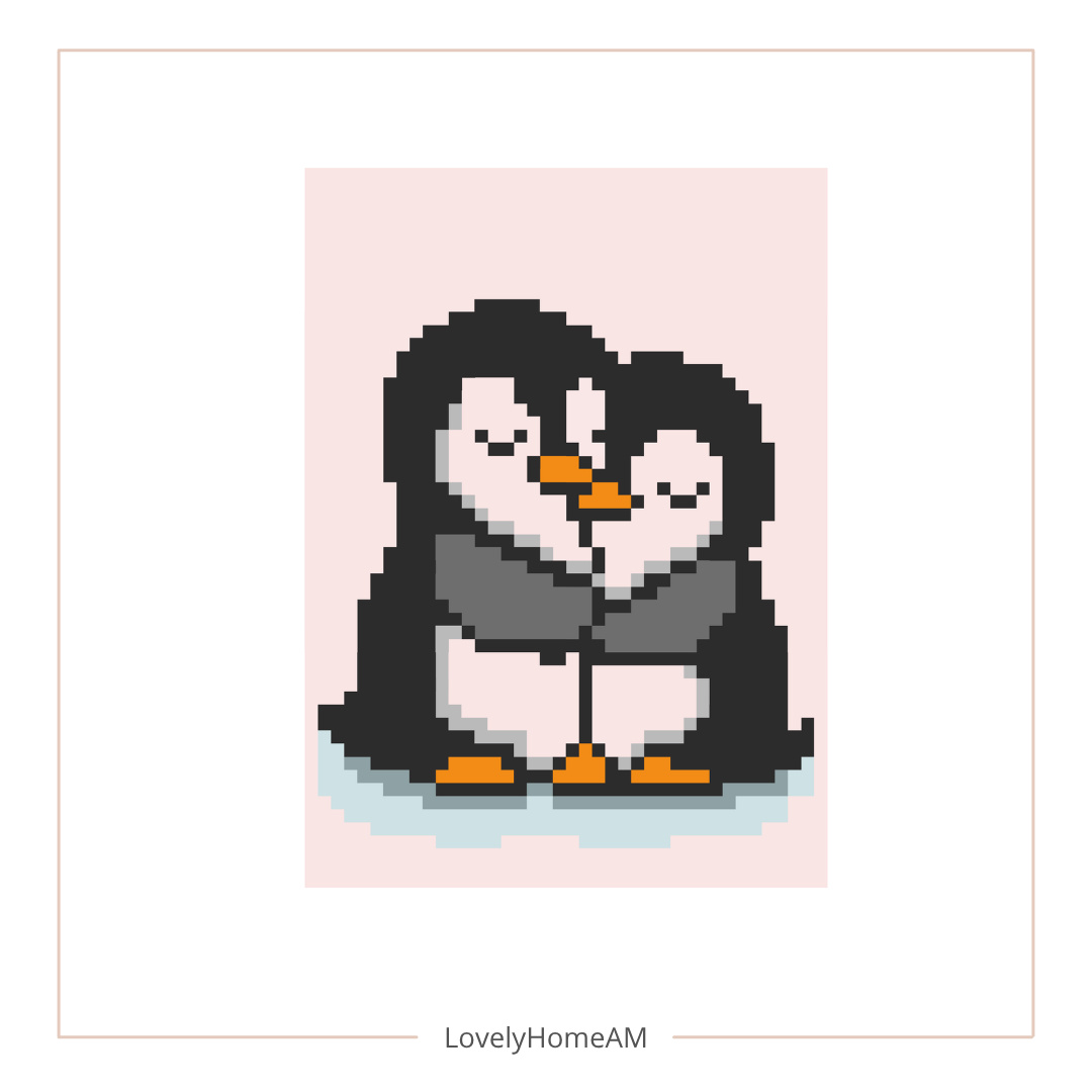 Penguins Valentine Chunky Knit Blanket Pattern. Finger Knitting DIY Tutorial (PDF)