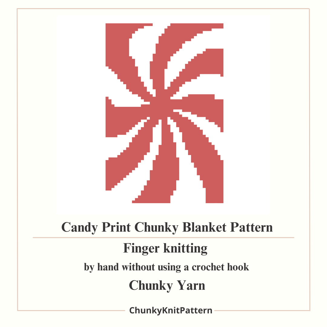 Peppermint Candy Chunky Knit Blanket Pattern – Christmas Candy Graph Pattern for Chunky Yarn – Finger Knitting Blanket Pattern