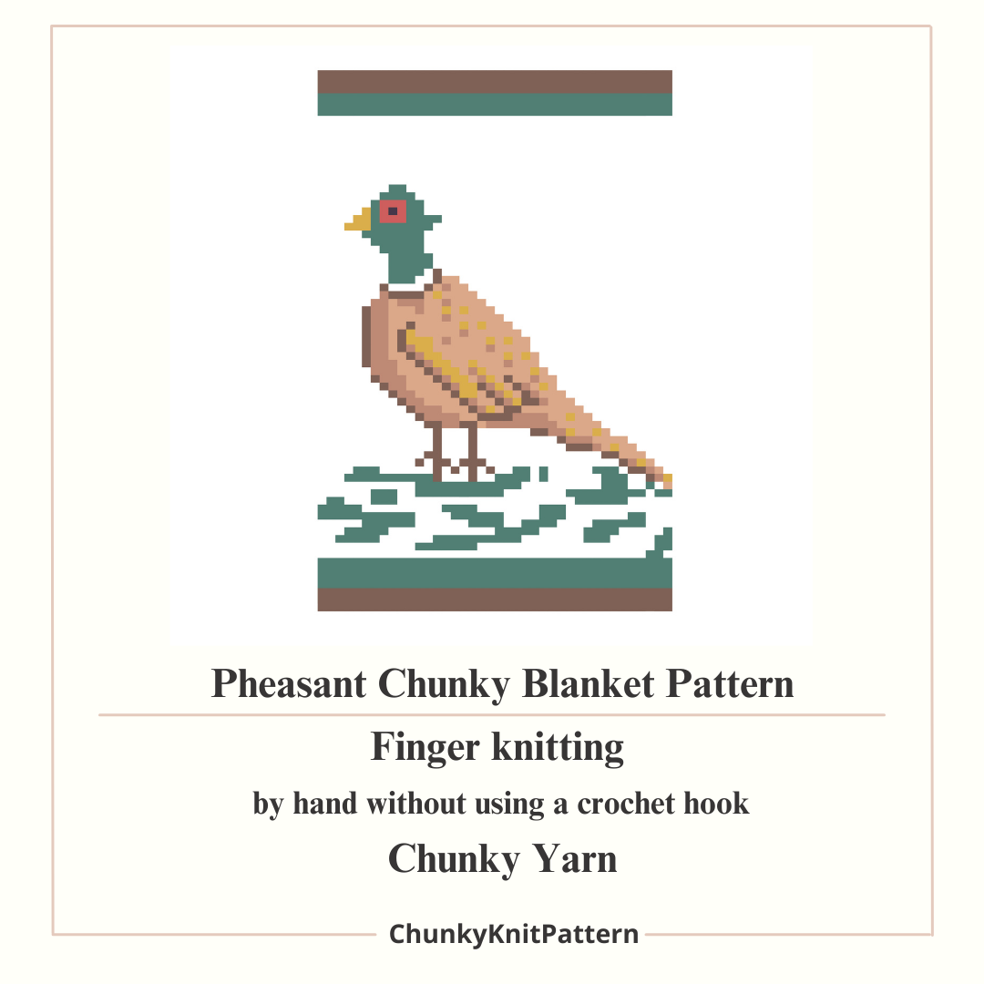 Pheasant Chunky Knit Blanket Pattern PDF – Wildlife Bird Design for Thick Chenille Yarn