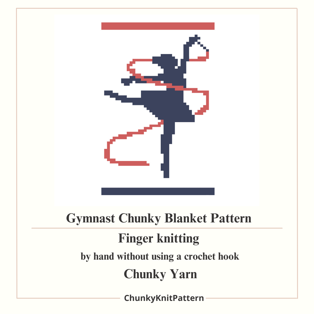 Rhythmic Gymnast Chunky Knit Blanket Pattern – Ribbon Dance Finger Knitting Graph