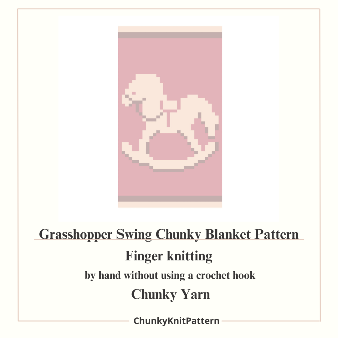 Rocking Horse Chunky Knit Blanket Pattern – Nursery Toy Graph Pattern for Chunky Yarn – Finger Knitting Blanket Pattern