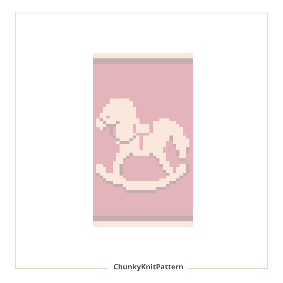 Rocking Horse Chunky Knit Blanket Pattern – Nursery Toy Graph Pattern for Chunky Yarn – Finger Knitting Blanket Pattern