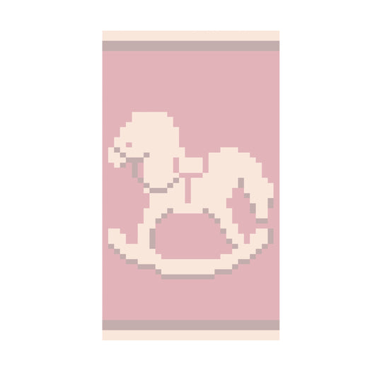 Rocking Horse Chunky Knit Blanket Pattern – Nursery Toy Graph Pattern for Chunky Yarn – Finger Knitting Blanket Pattern