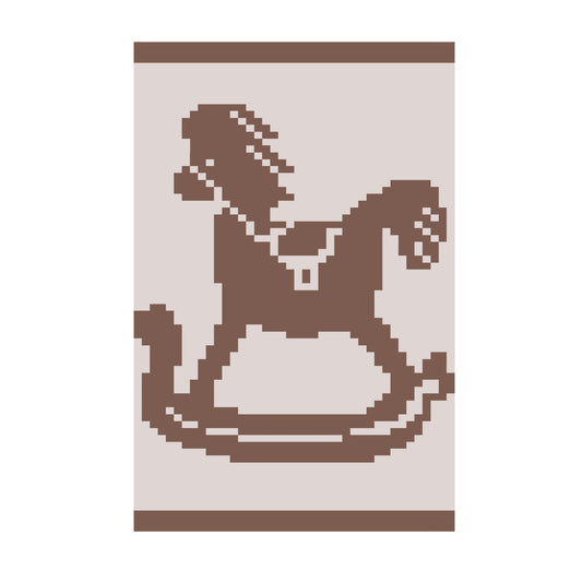 Rocking Horse Chunky Knit Blanket Pattern – Finger Knitting Graph Design, Chunky Yarn Blanket Chart PDF