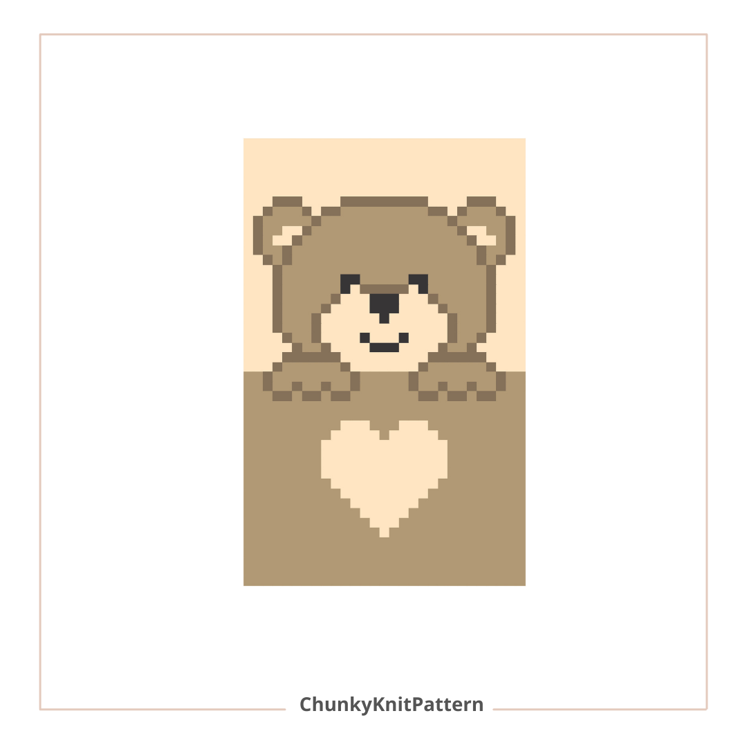 Teddy Bear Chunky Knit Blanket Pattern – Cute Bear Finger Knitting Graph