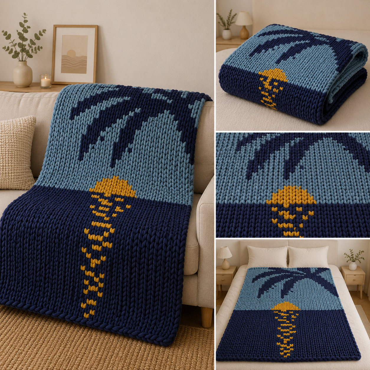 Beach Sunset Blanket Pattern Digital Download