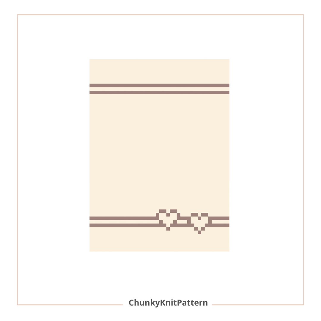 Two Hearts Chunky Knit Blanket Pattern PDF. Finger Knitting Design