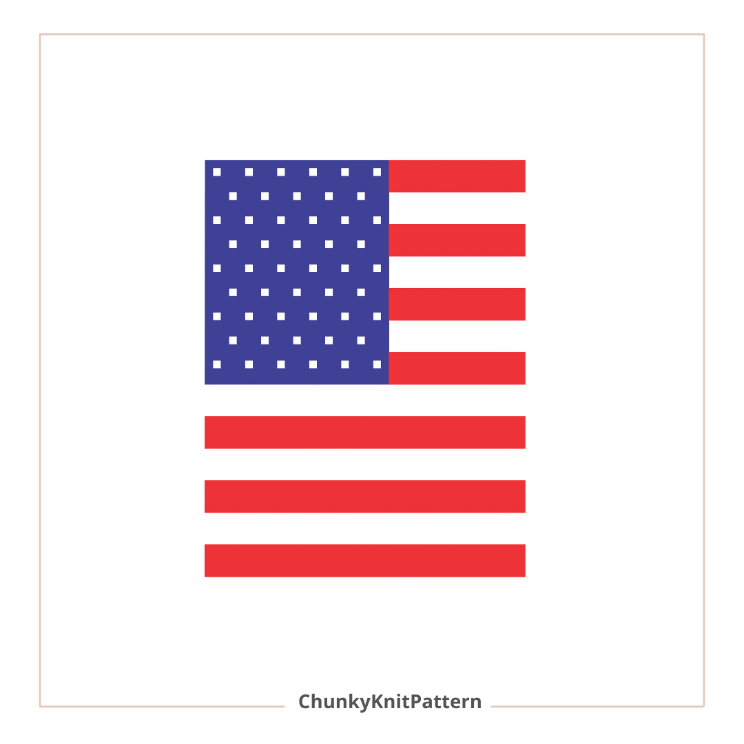 USA Flag Chunky Knit Blanket Pattern – American Flag Finger Knitting Graph