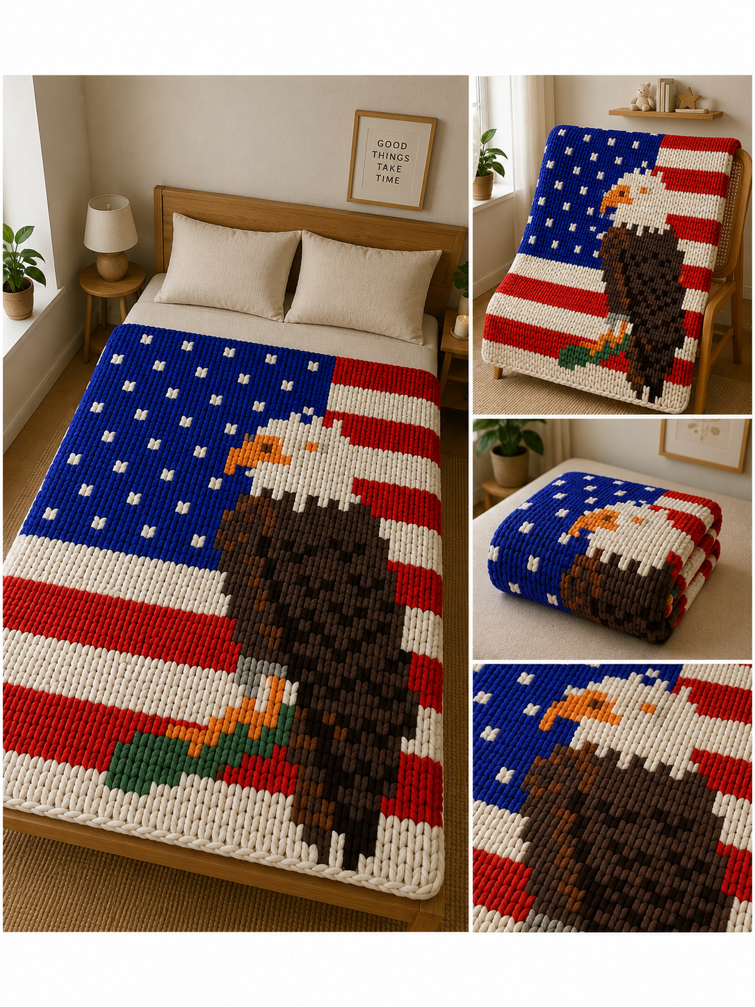 Patriotic Chunky Yarn Blanket DIY Tutorial