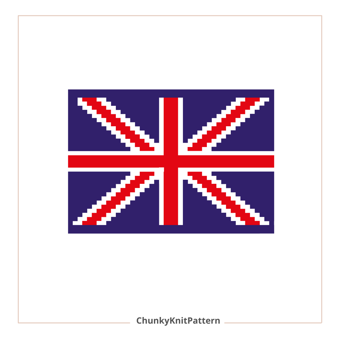 Union Jack Chunky Knit Blanket Pattern – UK Flag Finger Knitting Graph
