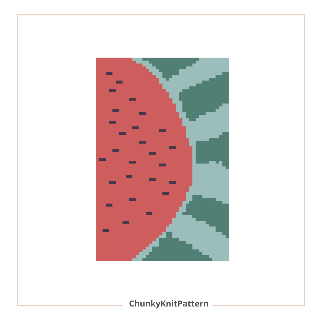 Watermelon Chunky Knit Blanket Pattern – Summer Fruit Graph Pattern for Chunky Yarn – Finger Knitting Blanket Pattern