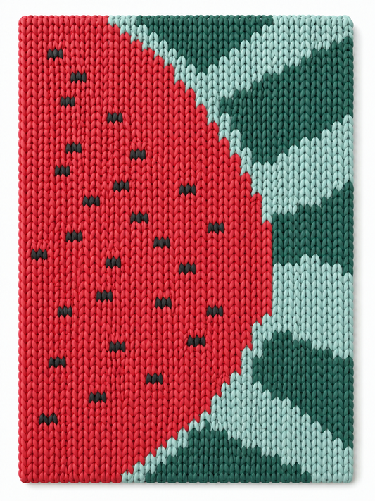 Watermelon Chunky Knit Blanket Pattern – Summer Fruit Graph Pattern for Chunky Yarn – Finger Knitting Blanket Pattern