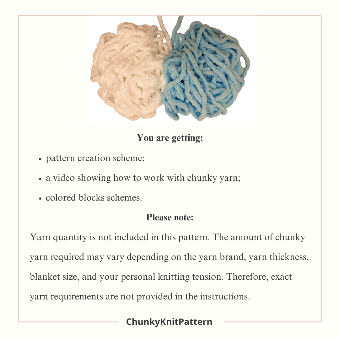 Paw Chunky Knit Blanket Pattern. Finger Knitting DIY Tutorial (PDF)